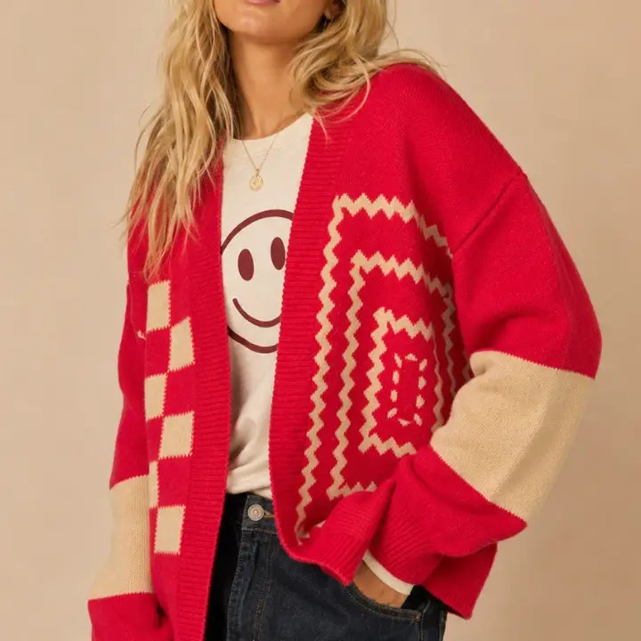 The Holli Abstract Check Cardigan