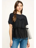 The Raquel Tiered Tulle Overlay Tee Top