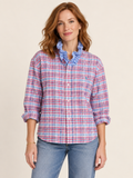Ralph Lauren Regatta Plaid Ruffle Shirt — Blue and red plaid with blue print ruffle