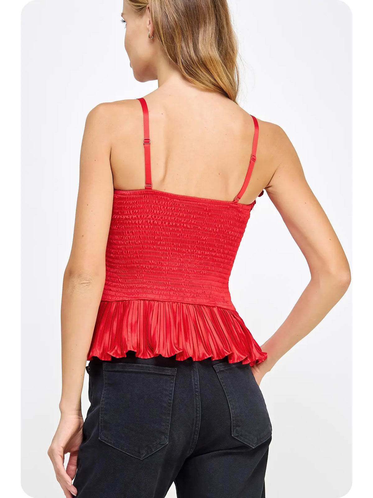 The Tara Satin Ruffle Top