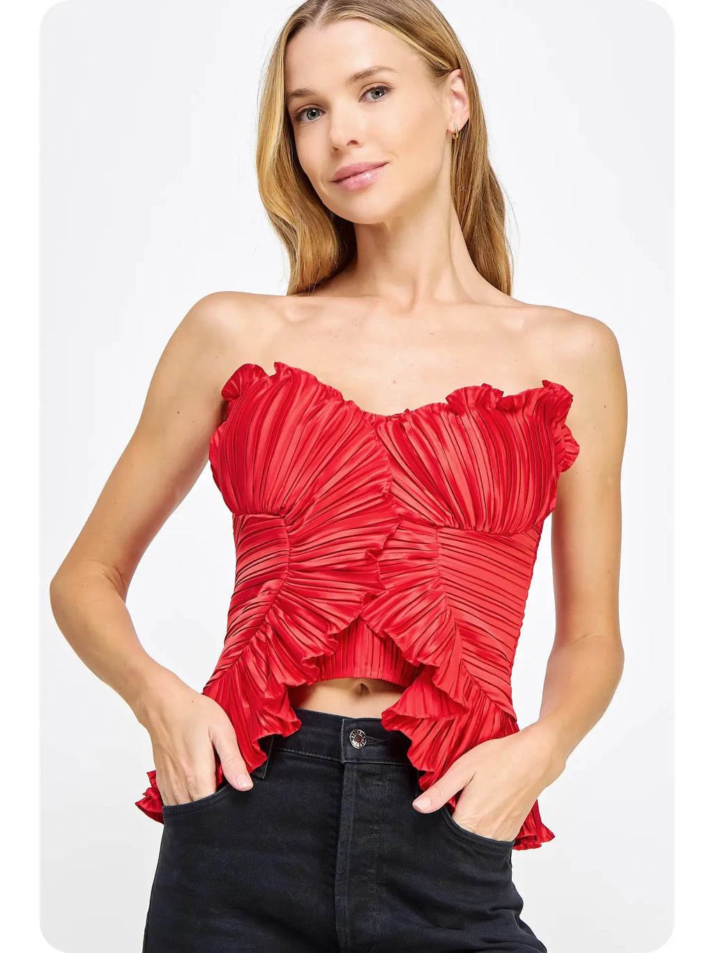The Tara Satin Ruffle Top