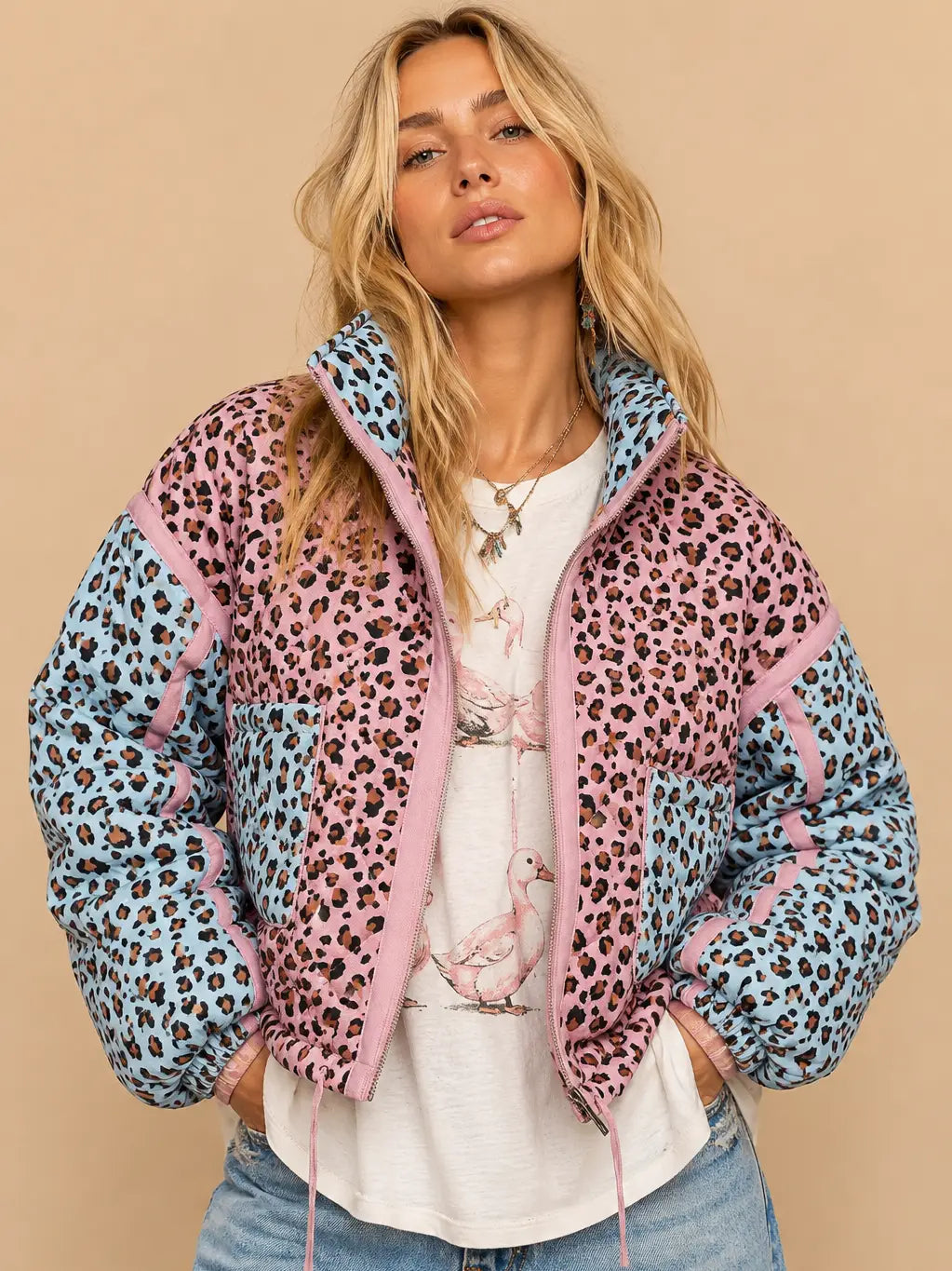 The Wild Side Color Block Puffer Jacket